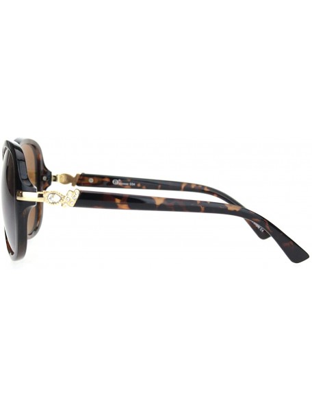 Oversized Womens Rhinestone Hinge Diva Butterfly Designer Sunglasses - Tortoise Solid Brown - C618OC8SKTU $9.34