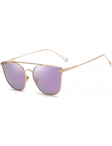 Oval Women Sunglasses Retro Gold Grey Drive Holiday Oval Non-Polarized UV400 - Gold Purple - C518R96K2CW $9.03