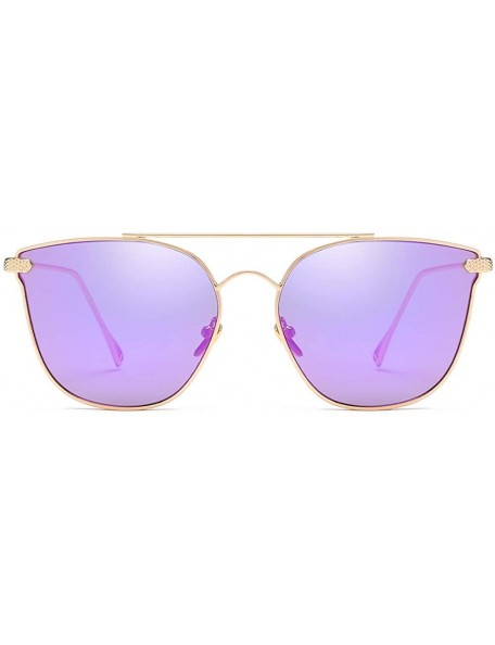 Oval Women Sunglasses Retro Gold Grey Drive Holiday Oval Non-Polarized UV400 - Gold Purple - C518R96K2CW $9.03