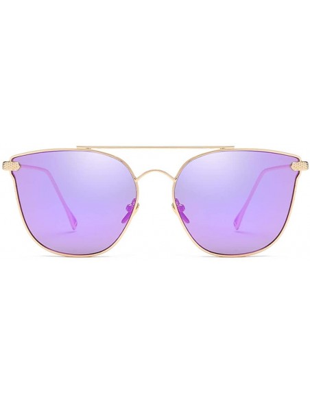 Oval Women Sunglasses Retro Gold Grey Drive Holiday Oval Non-Polarized UV400 - Gold Purple - C518R96K2CW $9.03