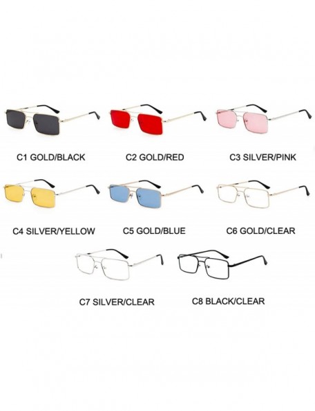 Aviator Small Square Sunglasses Men Retro Grey Eyewear Vintage Glasses Metal Fashion Shades UV400 O217 - C2 Gold-red - C5198Z...