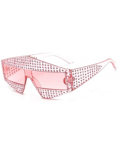 Rectangular Fashion Show Sunglasses Cool Goggles with Case Plastic Durable Frame UV Protection - Pink - CT18LMZETHY $18.82
