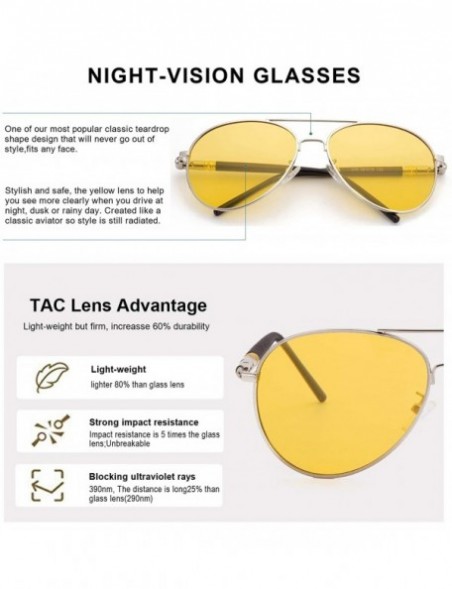 Aviator Polarized Glasses Classic Aviator - Silver Frame / Yellow Night-driving Glasses - C918UQMMAQA $19.46