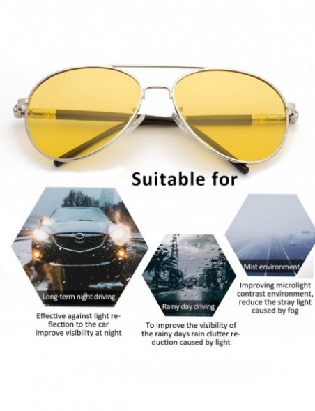 Aviator Polarized Glasses Classic Aviator - Silver Frame / Yellow Night-driving Glasses - C918UQMMAQA $19.46