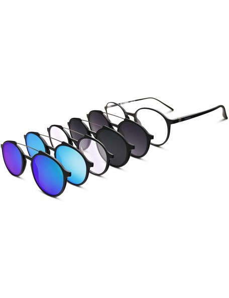 Aviator Magnetic Sunglasses Clip on for Men & Women UV400 Polarized Retro Round Anti-glare Clear Eyeglasses - CQ19246SAXK $23.99