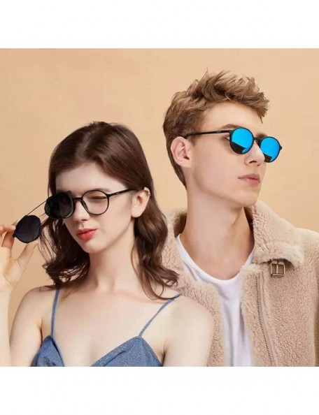 Aviator Magnetic Sunglasses Clip on for Men & Women UV400 Polarized Retro Round Anti-glare Clear Eyeglasses - CQ19246SAXK $23.99