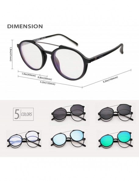 Aviator Magnetic Sunglasses Clip on for Men & Women UV400 Polarized Retro Round Anti-glare Clear Eyeglasses - CQ19246SAXK $23.99