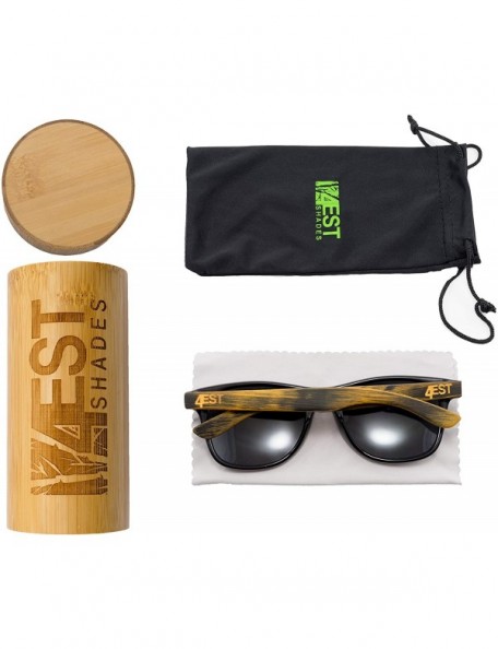 Aviator Bamboo Sunglasses - 100% Polarized Wood Shades for Men & Women from the"50/50" Collection - Burnt Bamboo - C717YK69DD...