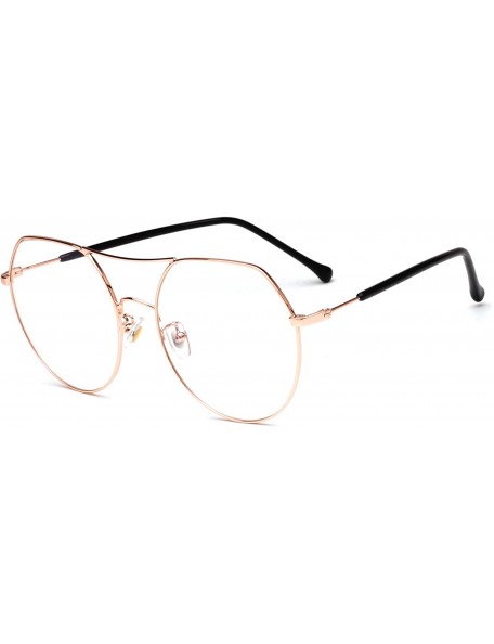 Aviator Blocking Geometric Non Prescription Eyeglasses - Rose Gold - C618X98H9WC $11.55
