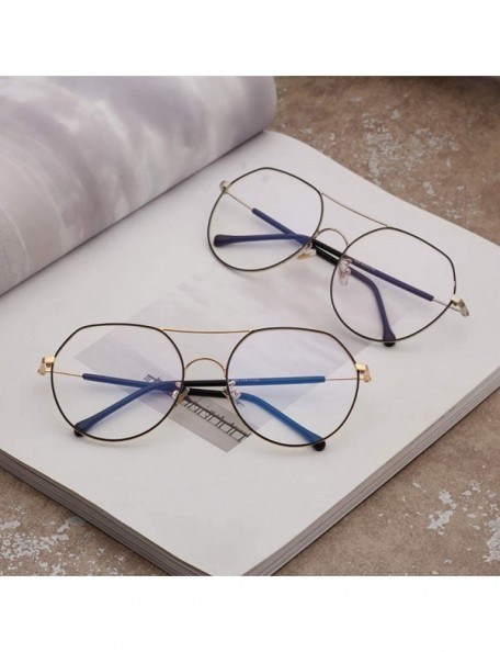 Aviator Blocking Geometric Non Prescription Eyeglasses - Rose Gold - C618X98H9WC $11.55