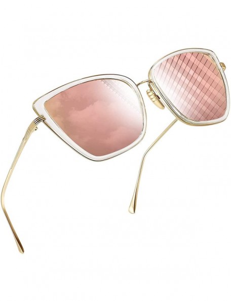 Cat Eye Oversized Cateye Sunglasses for Women - Fashion Metal Frame Cat Eye Womens Sunglasses - Pink - CX12MXFU328 $12.14