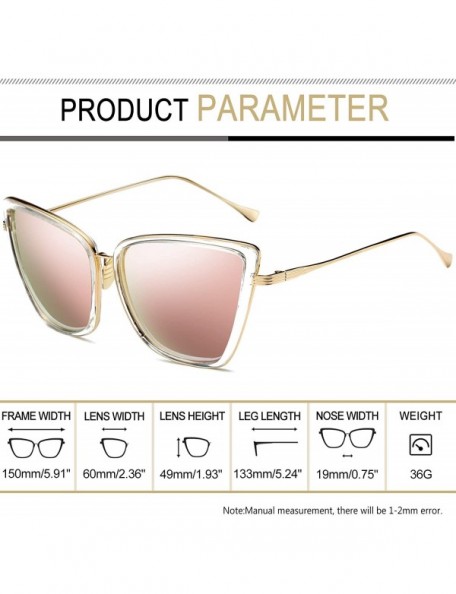 Cat Eye Oversized Cateye Sunglasses for Women - Fashion Metal Frame Cat Eye Womens Sunglasses - Pink - CX12MXFU328 $12.14