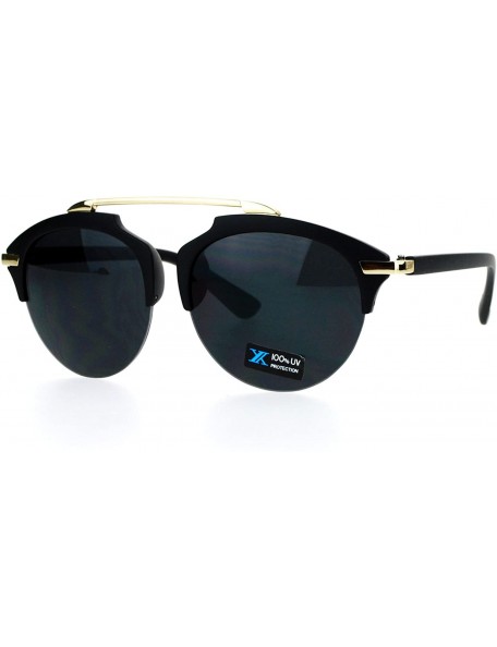 Wayfarer Half Rim Retro Top Flat Bridge Luxury Fashion Sunglasses - Matte Black - CF12FJV672V $10.58