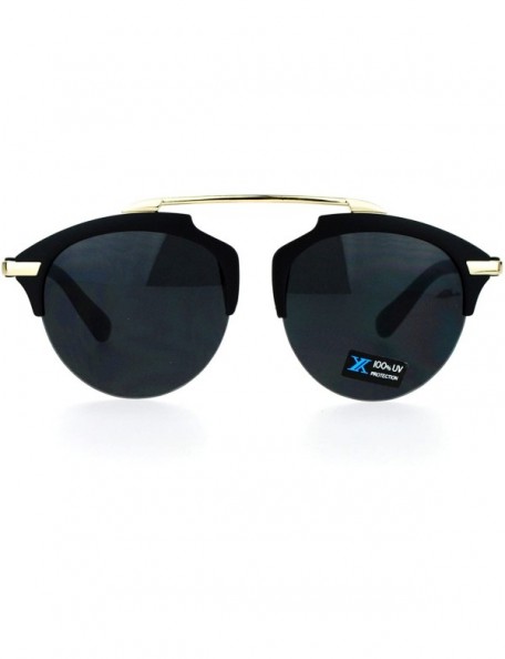 Wayfarer Half Rim Retro Top Flat Bridge Luxury Fashion Sunglasses - Matte Black - CF12FJV672V $10.58