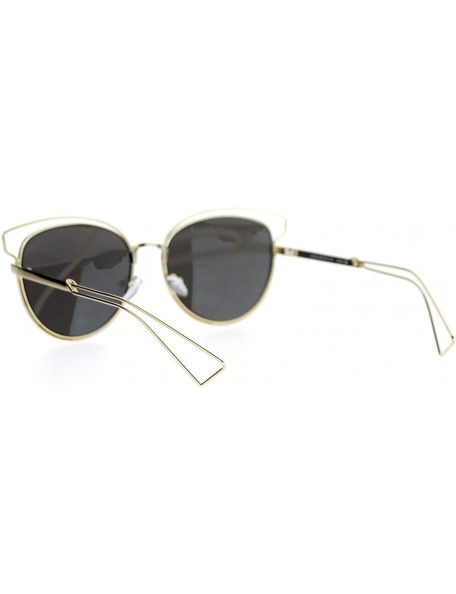 Butterfly Womens Sunglasses Thin Wire Metal Round Butterfly Fashion Flat Lens - Gold (Gold Mirror) - CZ188YOM45T $10.36