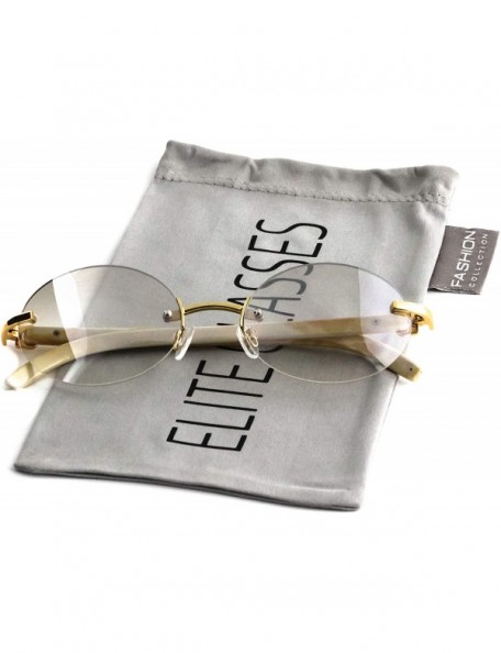 Rimless Retro Wood Buffs Vintage Style Gangster Rimless Clear Lens Oval Eye Glasses - Tinted-clear/Cream - CA18S5LXXW4 $27.00
