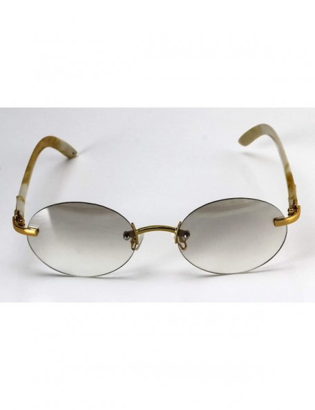 Rimless Retro Wood Buffs Vintage Style Gangster Rimless Clear Lens Oval Eye Glasses - Tinted-clear/Cream - CA18S5LXXW4 $15.58
