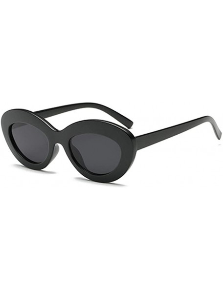 Oval Sunglasses Oval Sunglasses Men and women Fashion Retro Sunglasses - Black - CS18LL9N3K9 $18.28
