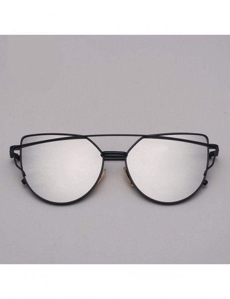 Cat Eye Cat Eye Sunglasses Women Vintage Metal Reflective Glasses Mirror Retro Oculos De Sol Gafas - Light Black - CJ199CL4R2...