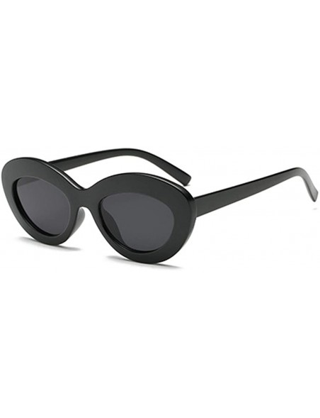 Oval Sunglasses Oval Sunglasses Men and women Fashion Retro Sunglasses - Black - CS18LL9N3K9 $10.16