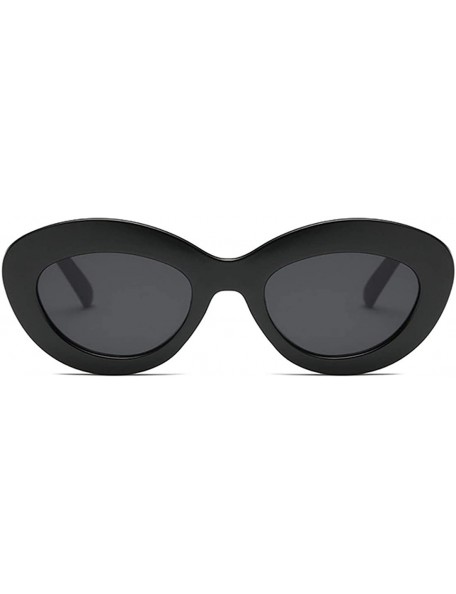 Oval Sunglasses Oval Sunglasses Men and women Fashion Retro Sunglasses - Black - CS18LL9N3K9 $10.16