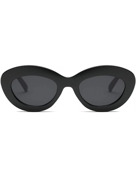 Oval Sunglasses Oval Sunglasses Men and women Fashion Retro Sunglasses - Black - CS18LL9N3K9 $10.16