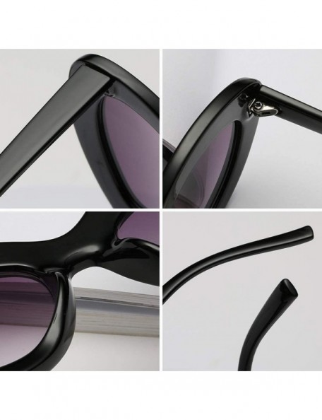 Oval Sunglasses Oval Sunglasses Men and women Fashion Retro Sunglasses - Black - CS18LL9N3K9 $10.16