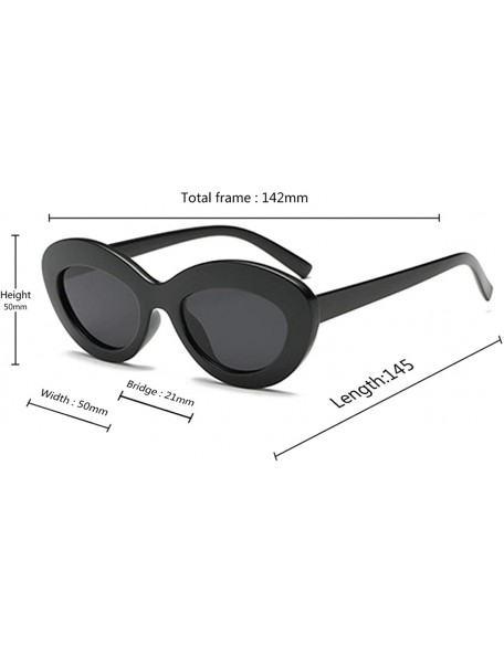 Oval Sunglasses Oval Sunglasses Men and women Fashion Retro Sunglasses - Black - CS18LL9N3K9 $10.16