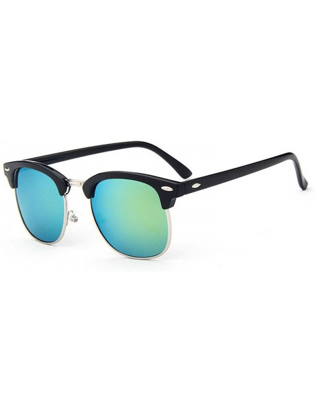 Oval Half Metal Fashion New Sunglasses Men/Women Brand Designer Retro Rivet Lens Sun Glasses Female - C5 - C618S7LS57R $11.82