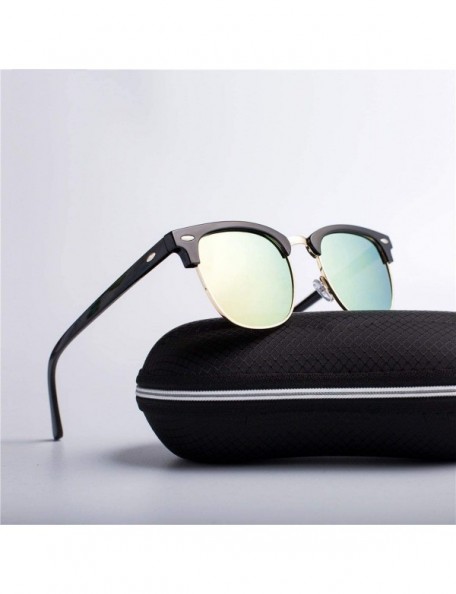 Oval Half Metal Fashion New Sunglasses Men/Women Brand Designer Retro Rivet Lens Sun Glasses Female - C5 - C618S7LS57R $11.82