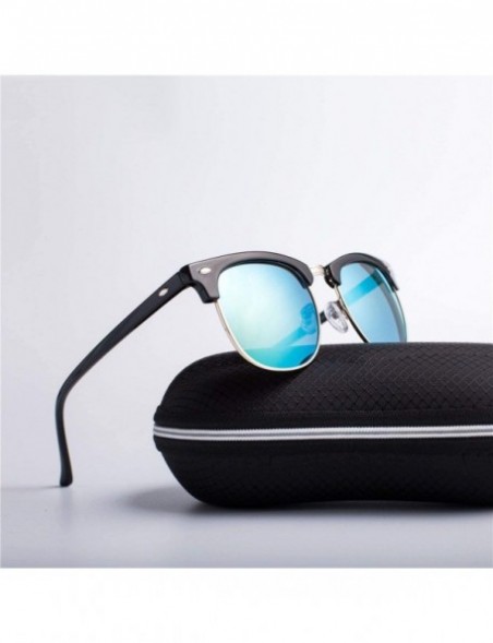 Oval Half Metal Fashion New Sunglasses Men/Women Brand Designer Retro Rivet Lens Sun Glasses Female - C5 - C618S7LS57R $11.82