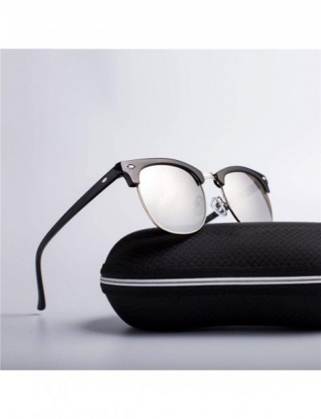 Oval Half Metal Fashion New Sunglasses Men/Women Brand Designer Retro Rivet Lens Sun Glasses Female - C5 - C618S7LS57R $11.82