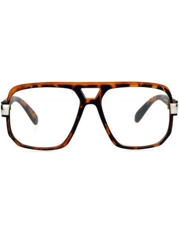 Oversized Retro Hip Hop Rapper Oversize Rectangular Mob Eye Glasses - Tortoise - CH12DST658H $9.36