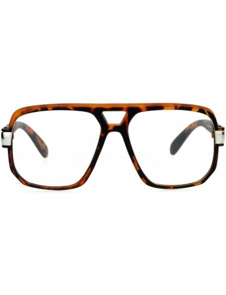 Oversized Retro Hip Hop Rapper Oversize Rectangular Mob Eye Glasses - Tortoise - CH12DST658H $9.36