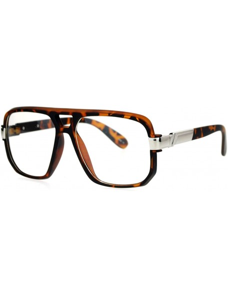 Oversized Retro Hip Hop Rapper Oversize Rectangular Mob Eye Glasses - Tortoise - CH12DST658H $9.36