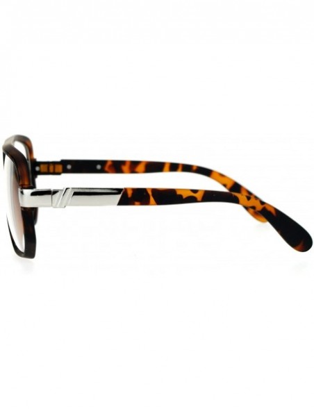 Oversized Retro Hip Hop Rapper Oversize Rectangular Mob Eye Glasses - Tortoise - CH12DST658H $9.36