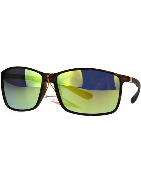 Rectangular TAC Polarized Lens Sunglasses Mens Thin Light Weight Rectangular Mirrored - Tortoise (Yellow Mirror) - C71897OO57...