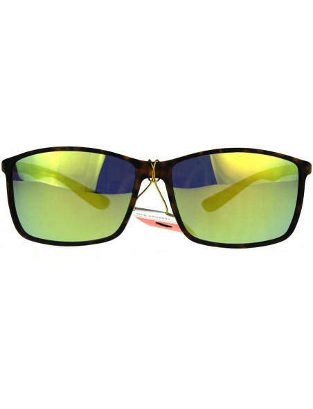 Rectangular TAC Polarized Lens Sunglasses Mens Thin Light Weight Rectangular Mirrored - Tortoise (Yellow Mirror) - C71897OO57...