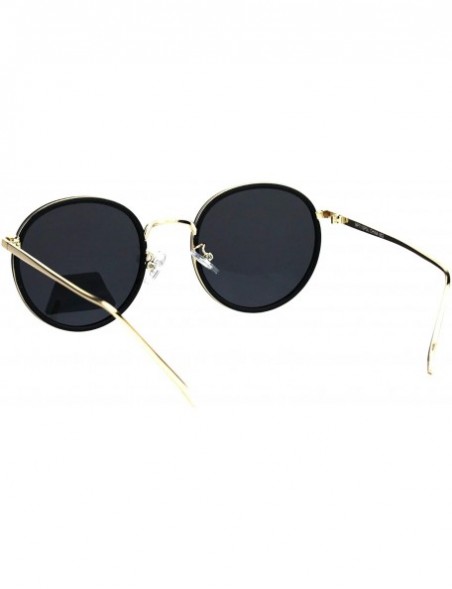 Round Polarized Lens Sunglasses Unisex Round Designer Vintage Style Shades - Black Gold (Black) - CR18QDRAIUS $13.61