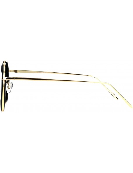 Round Polarized Lens Sunglasses Unisex Round Designer Vintage Style Shades - Black Gold (Black) - CR18QDRAIUS $13.61