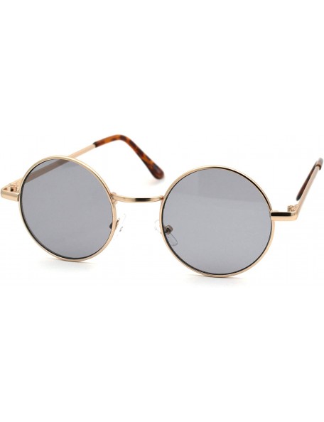Round 70s Hippie Color Lens Round Circle Lens Metal Rim Sunglasses - Gold Grey - CS18W92YK49 $7.72