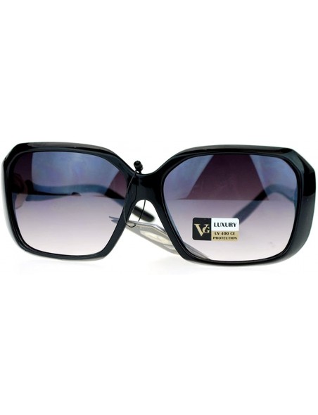 Square Womens Fashion Sunglasses Square Rectangular Frame Pear Rhinestone - Black - CC125NXNDQ3 $7.93