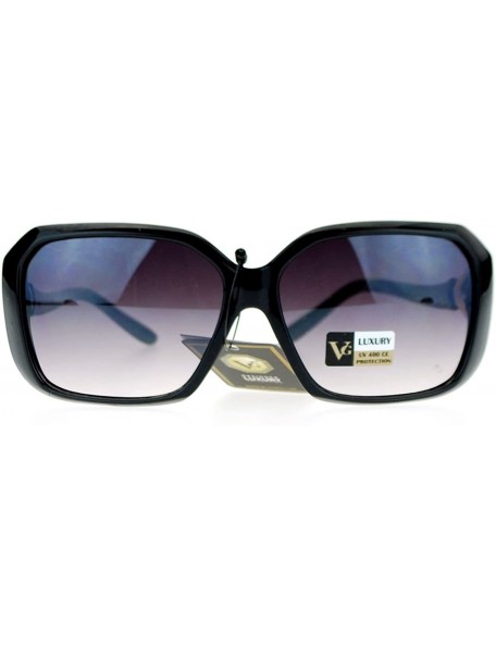 Square Womens Fashion Sunglasses Square Rectangular Frame Pear Rhinestone - Black - CC125NXNDQ3 $7.93