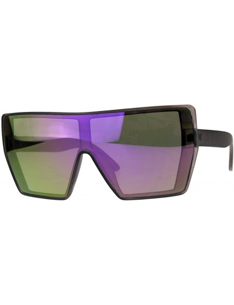 Cat Eye Womens Oversize Shield Bat Shape Robotic Cat Eye Color Mirror Sunglasses - Slate Purple - C018DT2KI8M $9.87