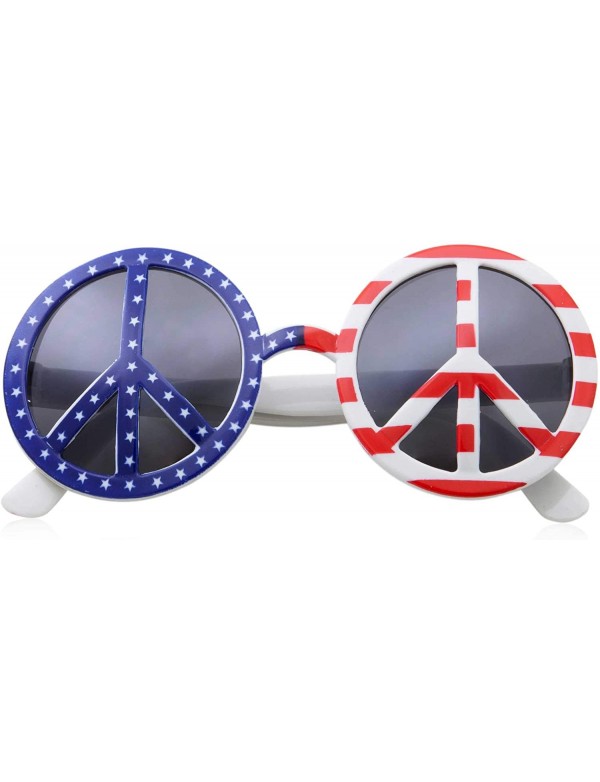 Round US American Peace Party Round Sunglasses - CO18M0MEWYE $8.86