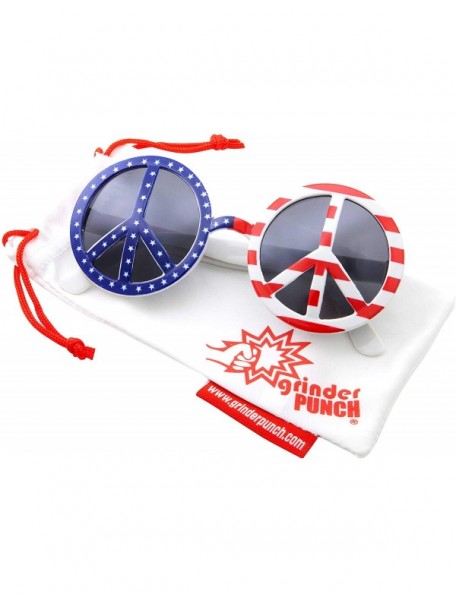 Round US American Peace Party Round Sunglasses - CO18M0MEWYE $8.86