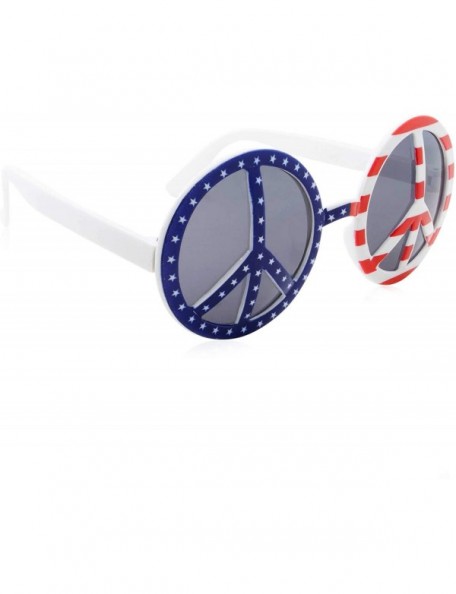 Round US American Peace Party Round Sunglasses - CO18M0MEWYE $8.86