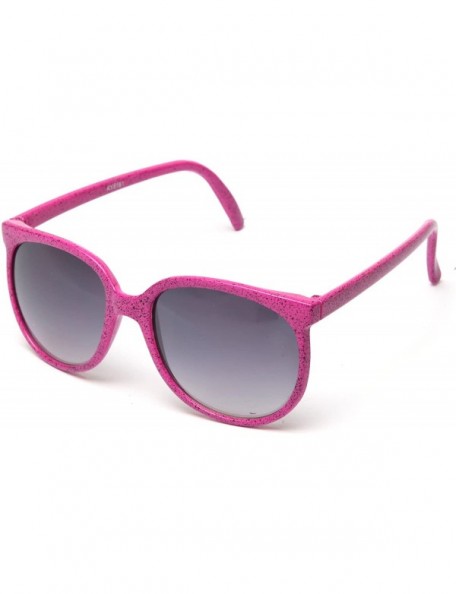 Round Women's Speckled Design Round Slim Temple Sunglasses - Hot Pink - CD119E6ZV2F $9.20