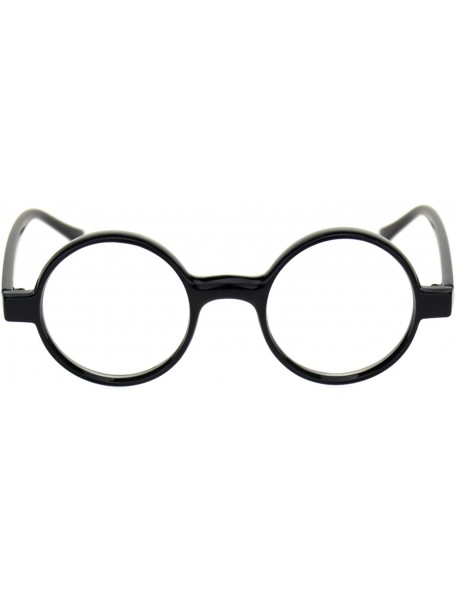 Round Unisex Retro Circle Lens Plastic Frame Round Clear Lens Eye Glasses - Black - CM11Q60YVAJ $12.88
