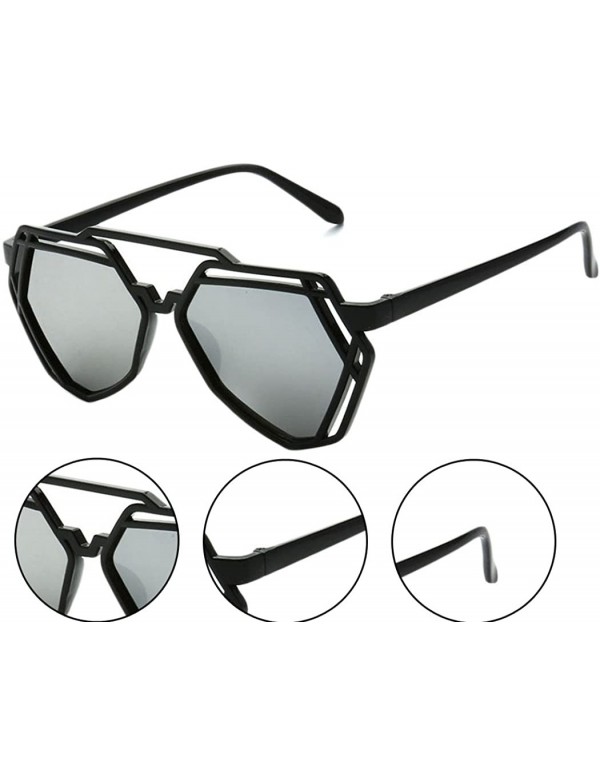 Aviator Plastic Geo Double Frame Aviator - Silver - C612OCSNZ71 $12.79